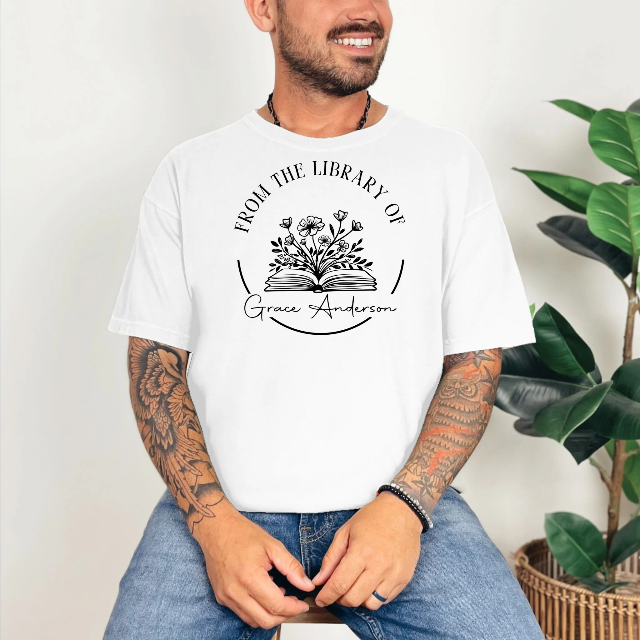 Personalized From the Library of Name T-Shirt - Front 2