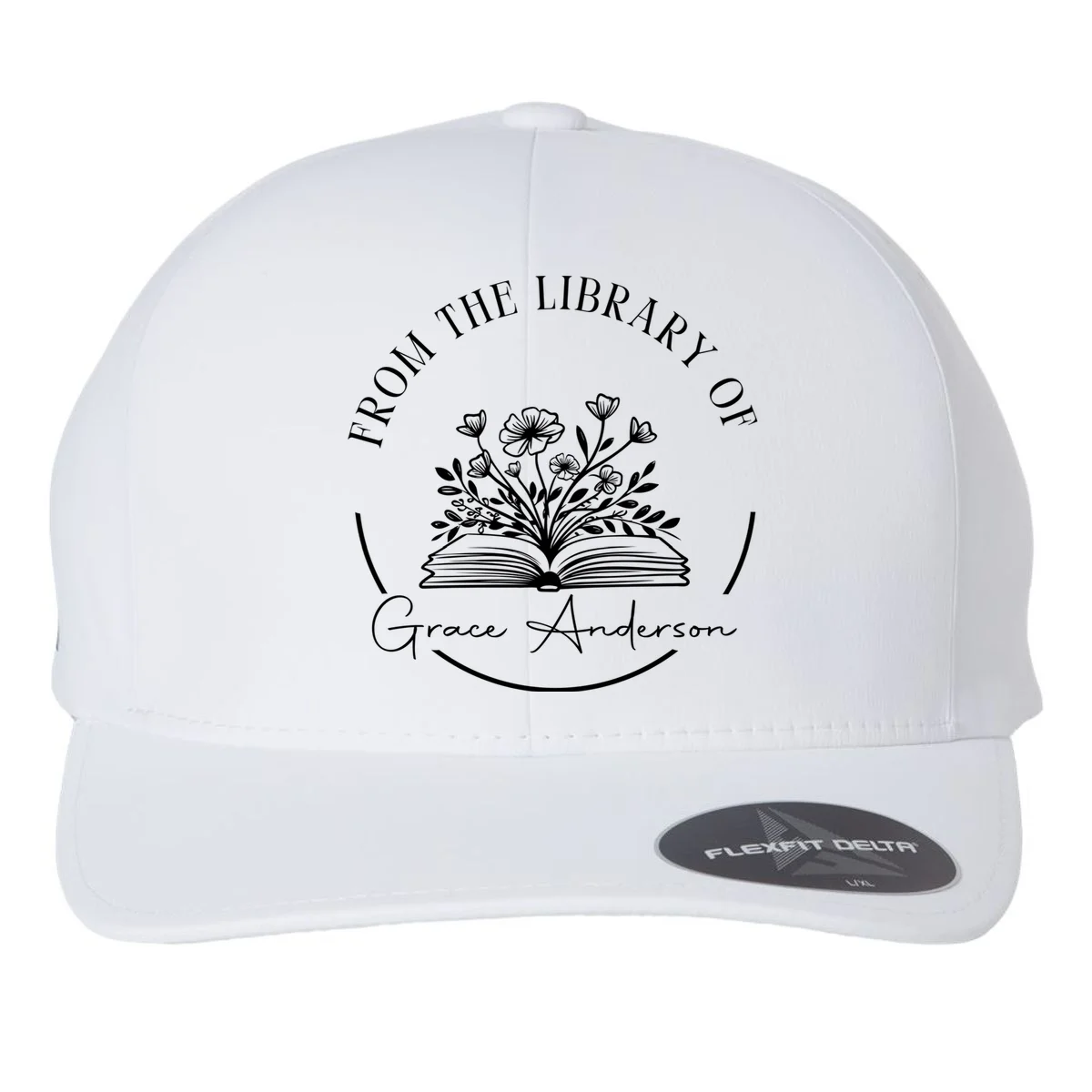 Personalized From the Library of Name Flexfit Men's Snapback Hat - Front