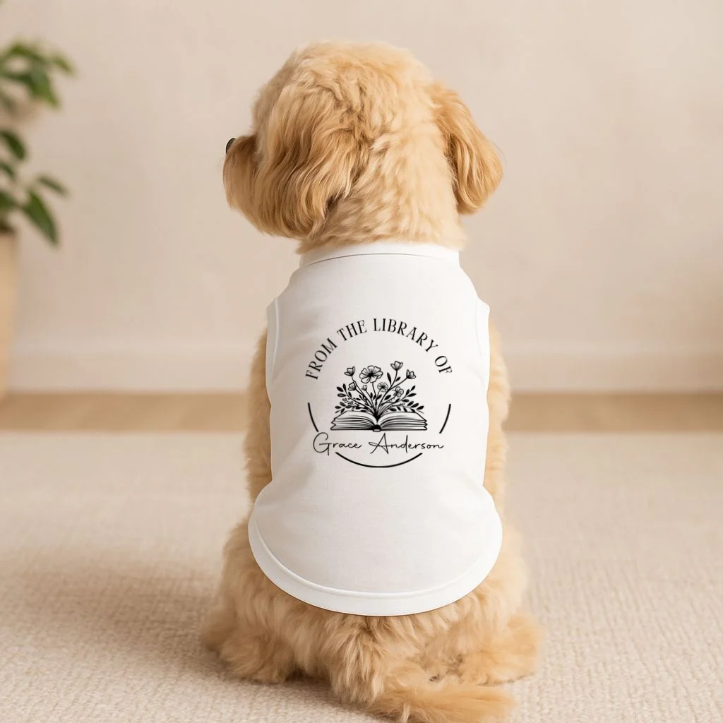 Personalized From the Library of Name Doggie Tank - Front 1
