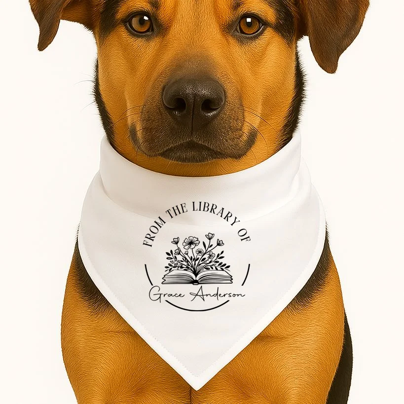 Personalized From the Library of Name Dog Bandana - Front 1
