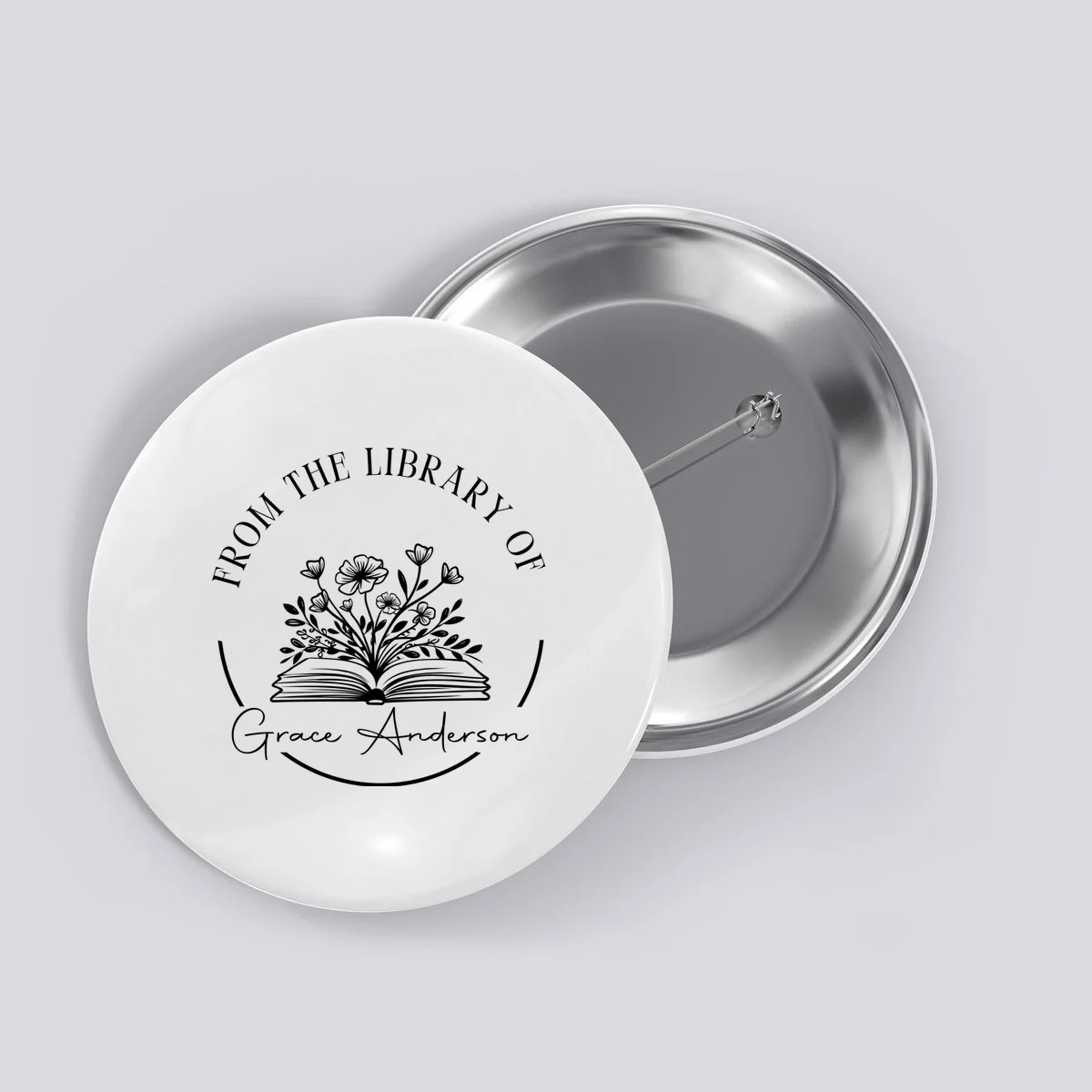 Personalized From the Library of Name Button - Front