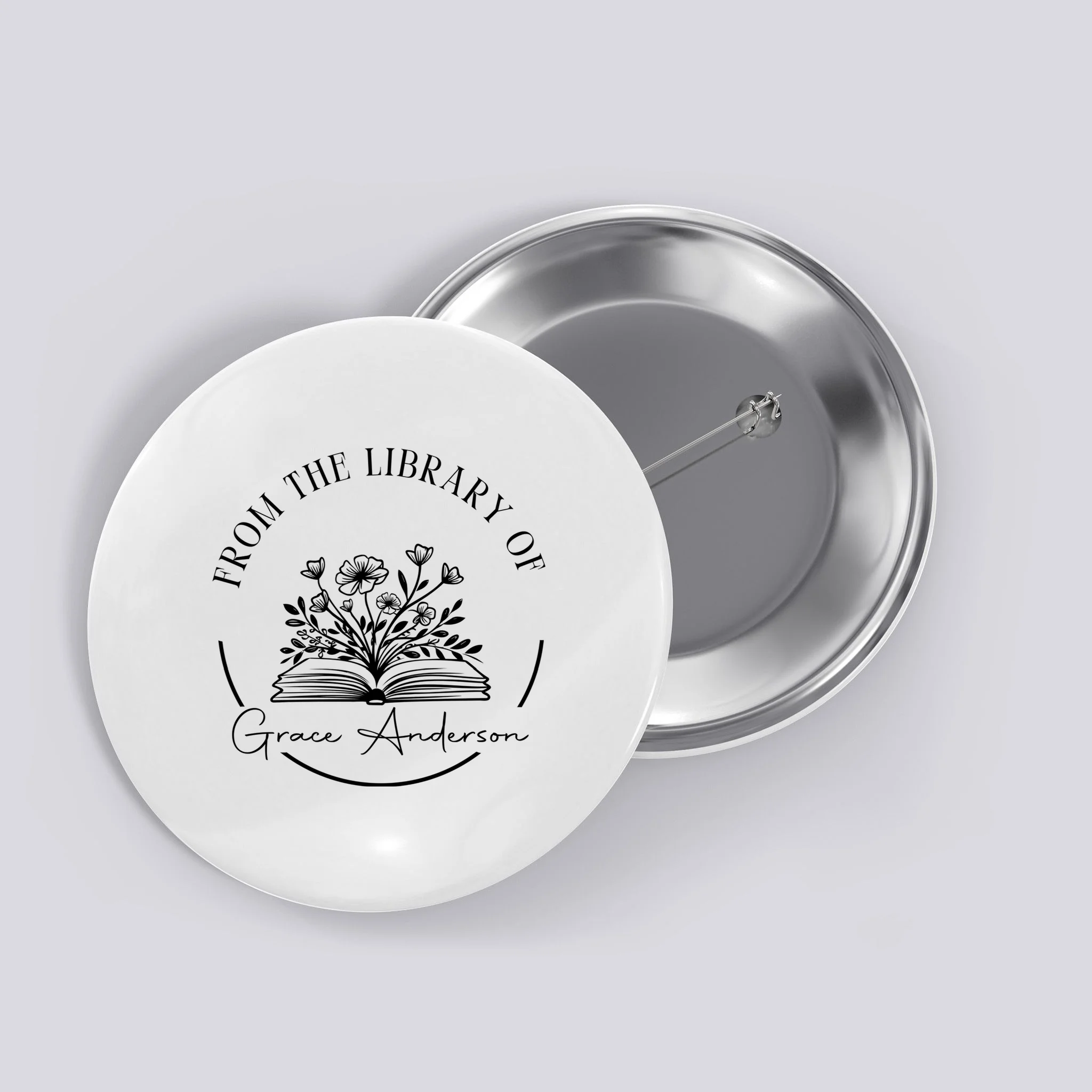 Personalized From the Library of Name Button - Front