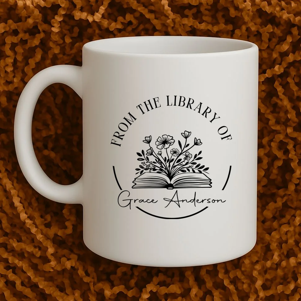 Personalized From the Library of Name Coffee Mug - Front 1