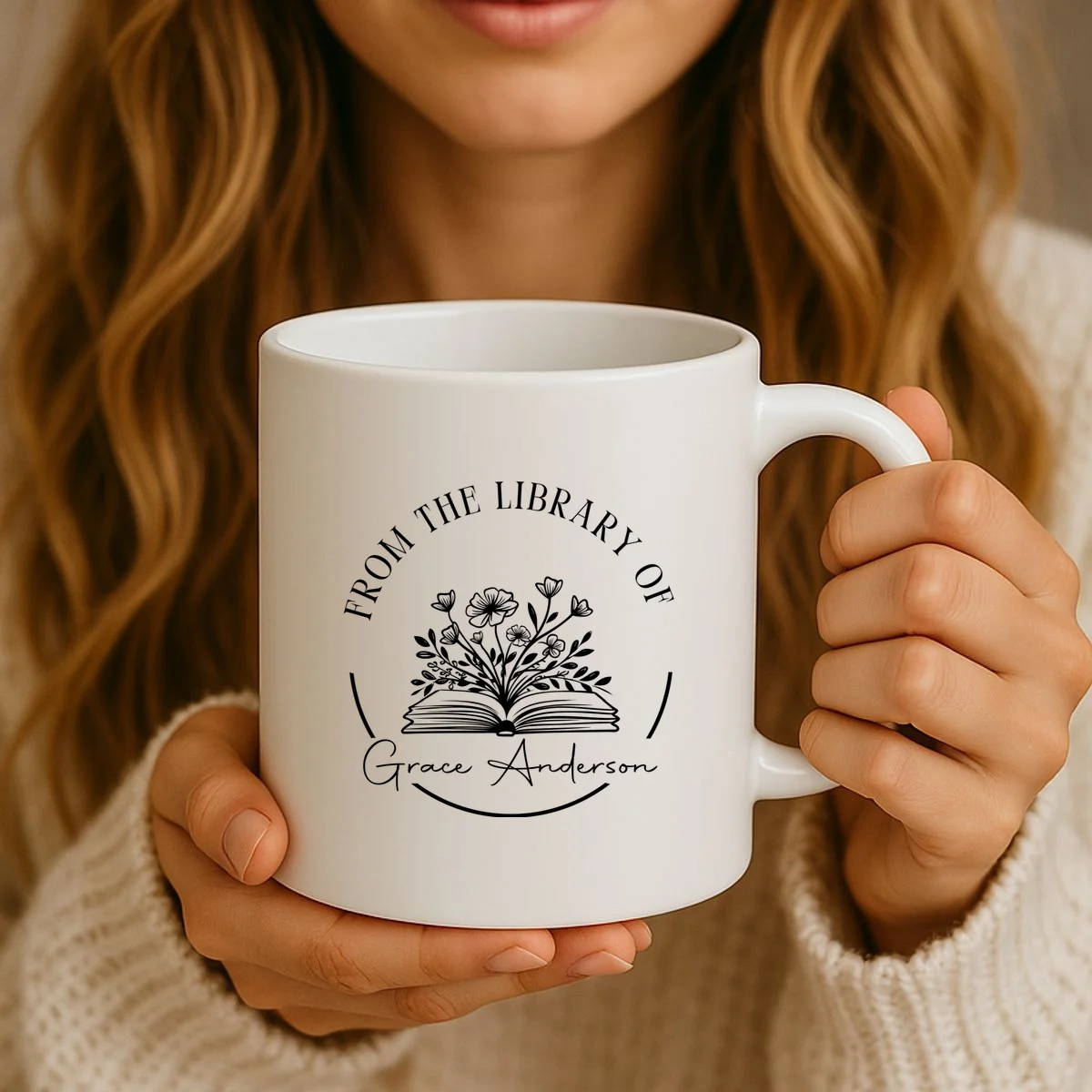 Personalized From the Library of Name Coffee Mug - Front 2