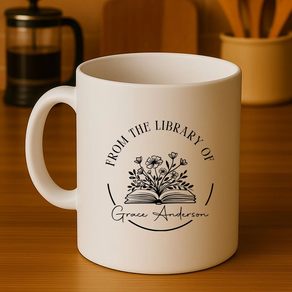 Personalized From the Library of Name Coffee Mug - Front 3
