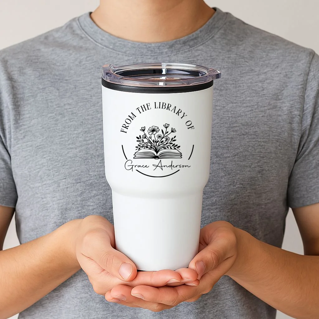 Personalized From the Library of Name 20oz Tumbler - Front 1
