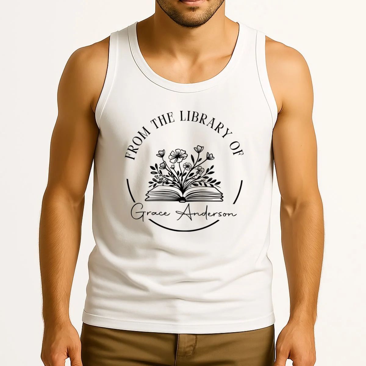 Personalized From the Library of Name Tank Top - Front 2