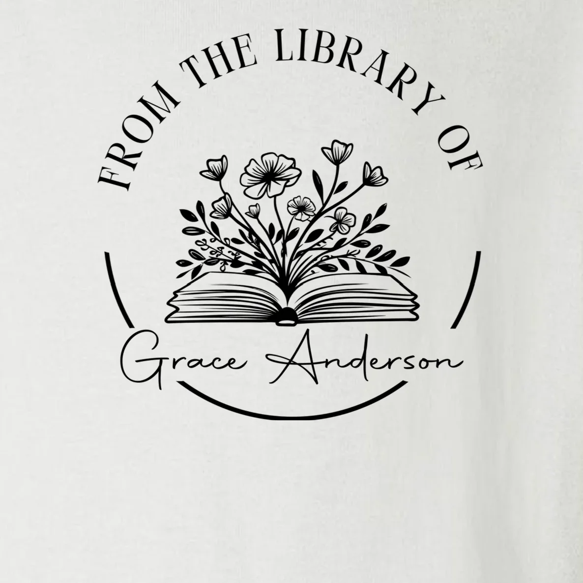 Personalized From the Library of Name Toddler Long Sleeve Shirt - Front - Close-up