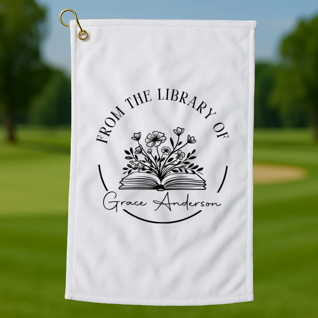Personalized From the Library of Name Golf Towel - Front 1