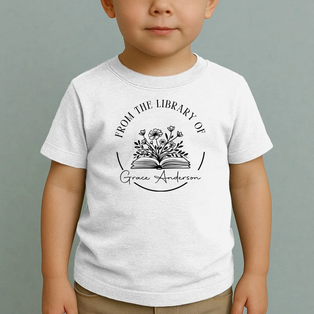 Personalized From the Library of Name Toddler T-Shirt - Front 1