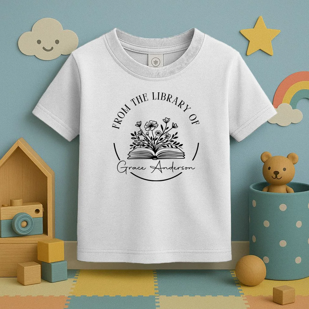 Personalized From the Library of Name Toddler T-Shirt - Front 2