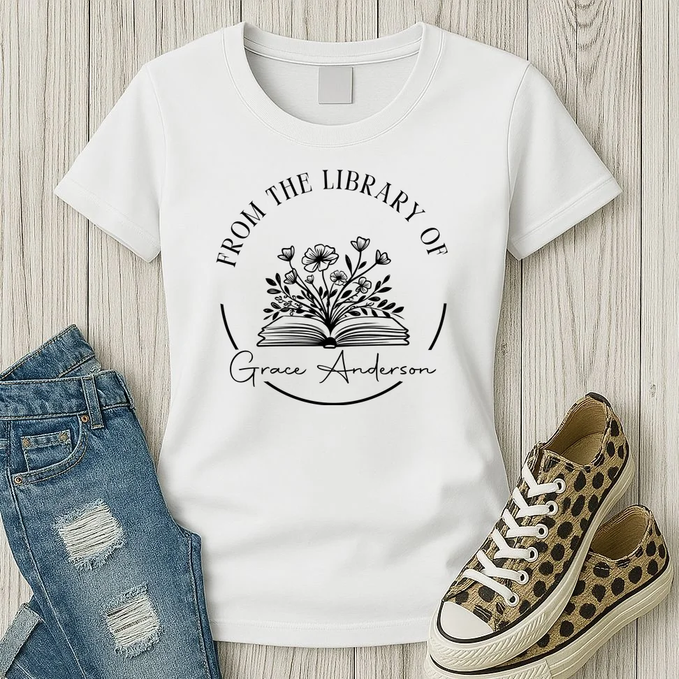 Personalized From the Library of Name Women's T-Shirt - Front 2