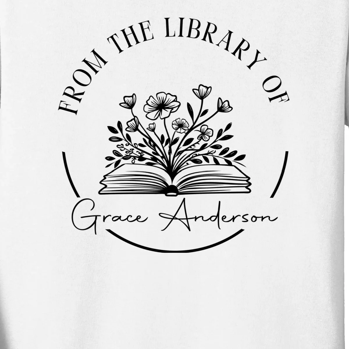 Personalized From the Library of Name Kids Long Sleeve Shirt - Front - Close-up