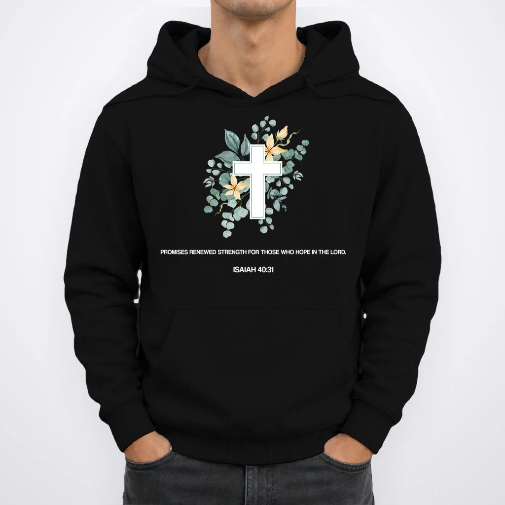 Floral Cross Christian Custom Bible Verse Hoodie - Front 1
