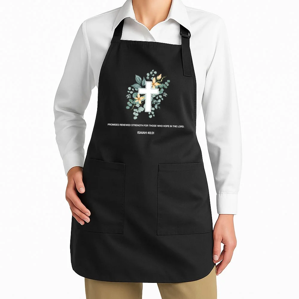 Floral Cross Christian Custom Bible Verse Apron - Front 1
