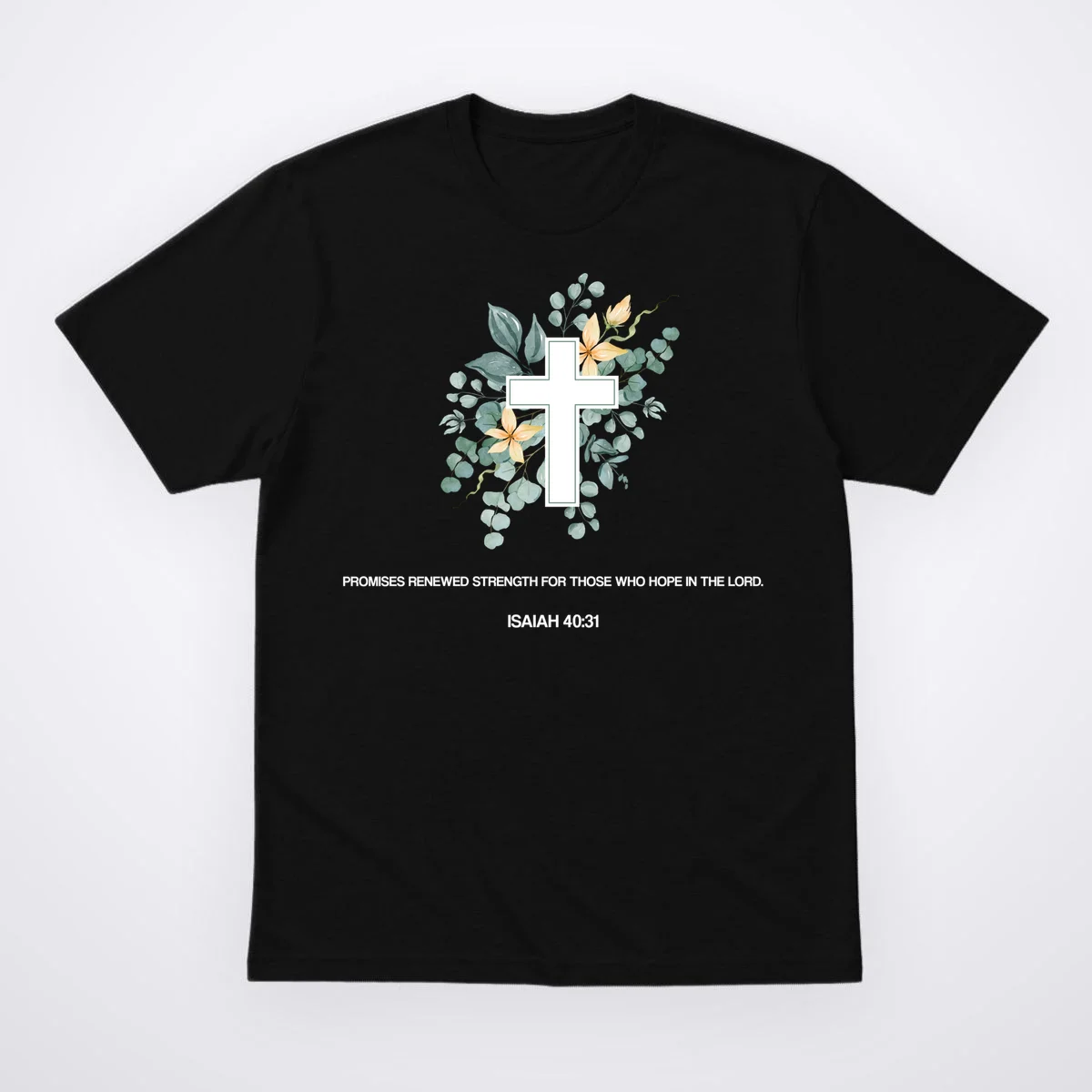 Floral Cross Christian Custom Bible Verse T-Shirt - Front