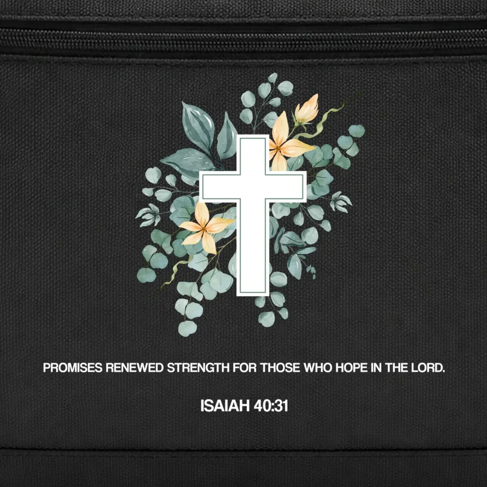 Floral Cross Christian Custom Bible Verse Briefcase - Front - Close-up