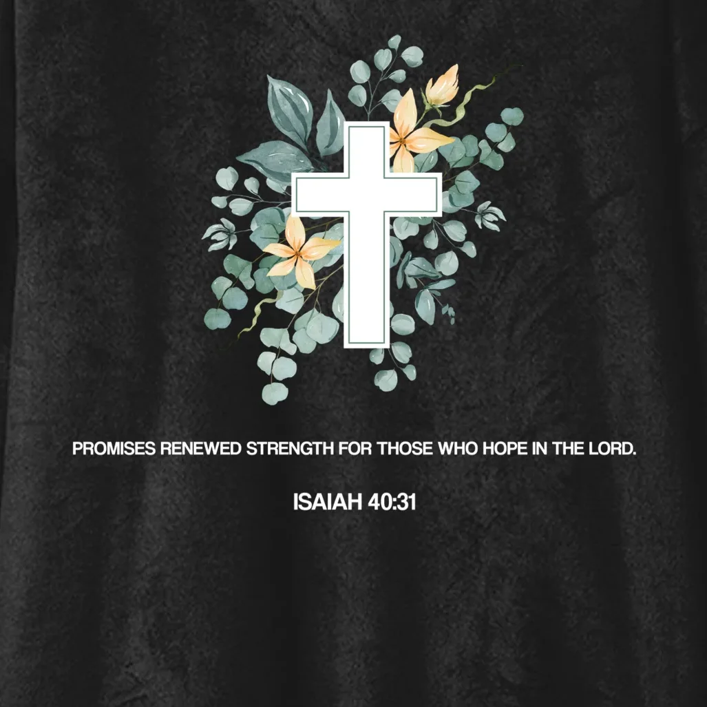 Floral Cross Christian Custom Bible Verse Hooded Blanket - Front - Close-up
