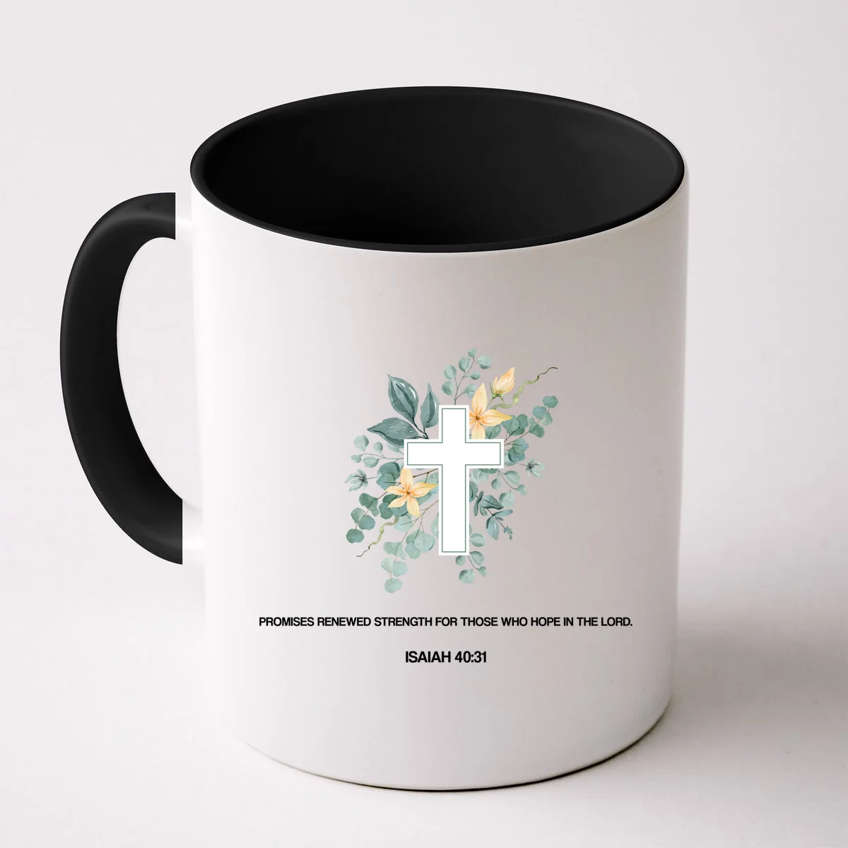 Floral Cross Christian Custom Bible Verse Mug - Front