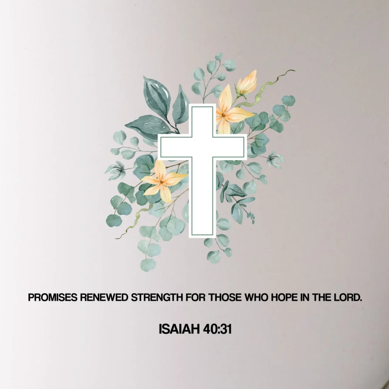 Floral Cross Christian Custom Bible Verse Coffee Mug - Front - Close-up