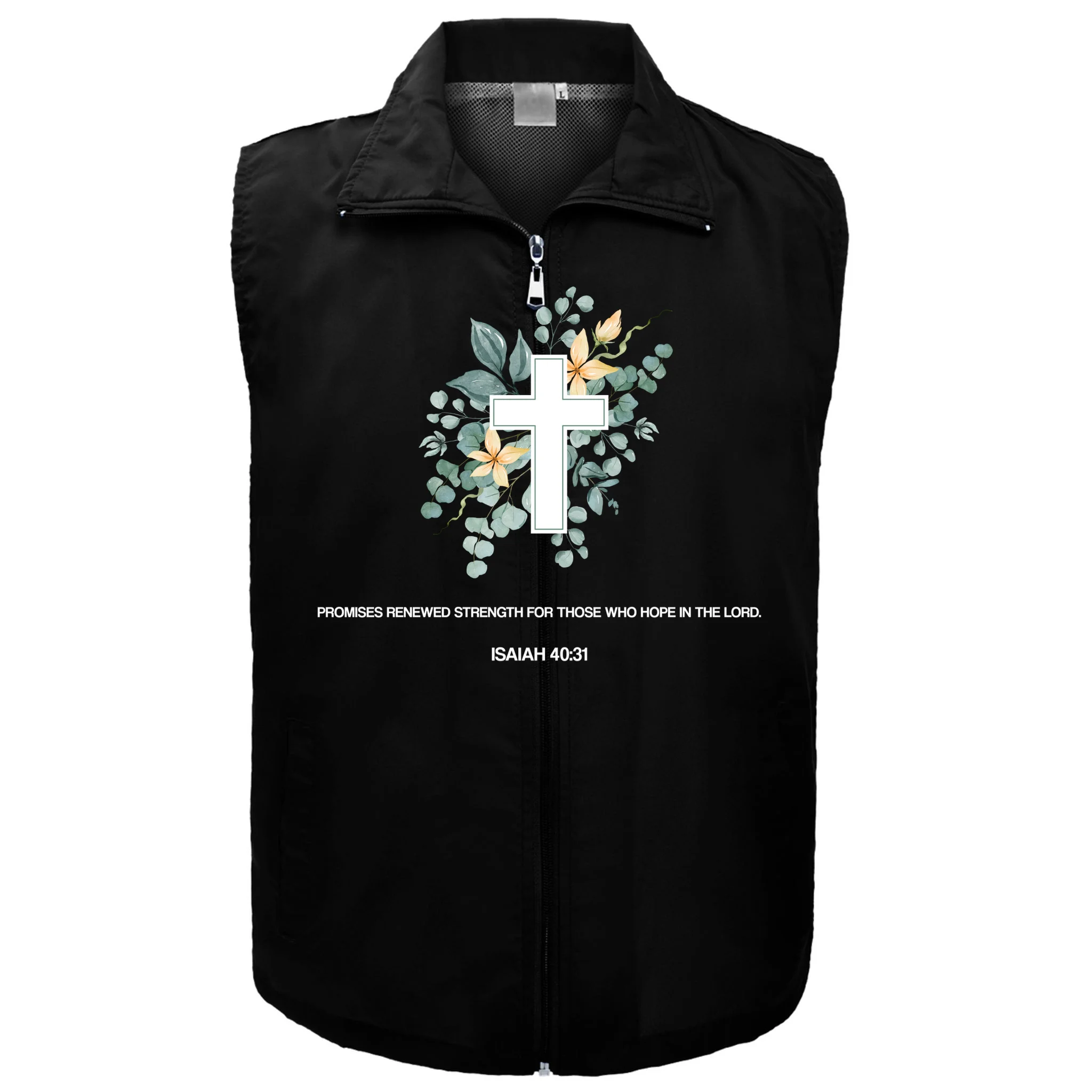 Floral Cross Christian Custom Bible Verse Men's Vest - Front
