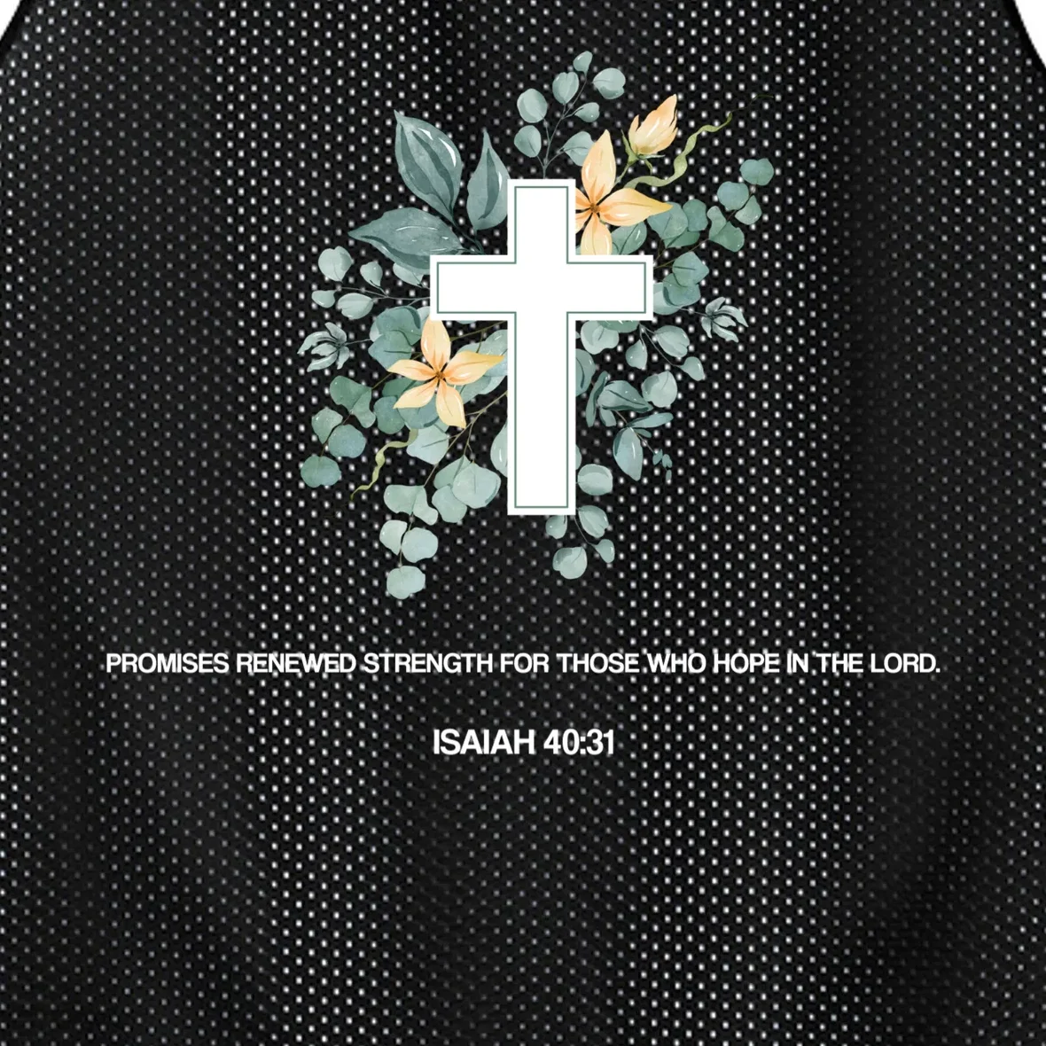 Floral Cross Christian Custom Bible Verse Men's Basketball Jersey - Front - Close-up