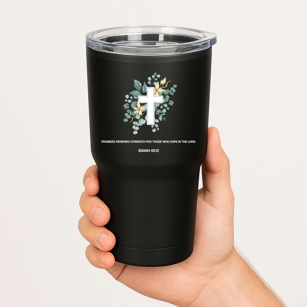 Floral Cross Christian Custom Bible Verse 20oz Tumbler - Front 1