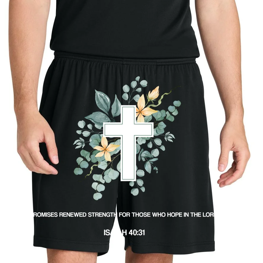Floral Cross Christian Custom Bible Verse Men's Shorts - Front 1
