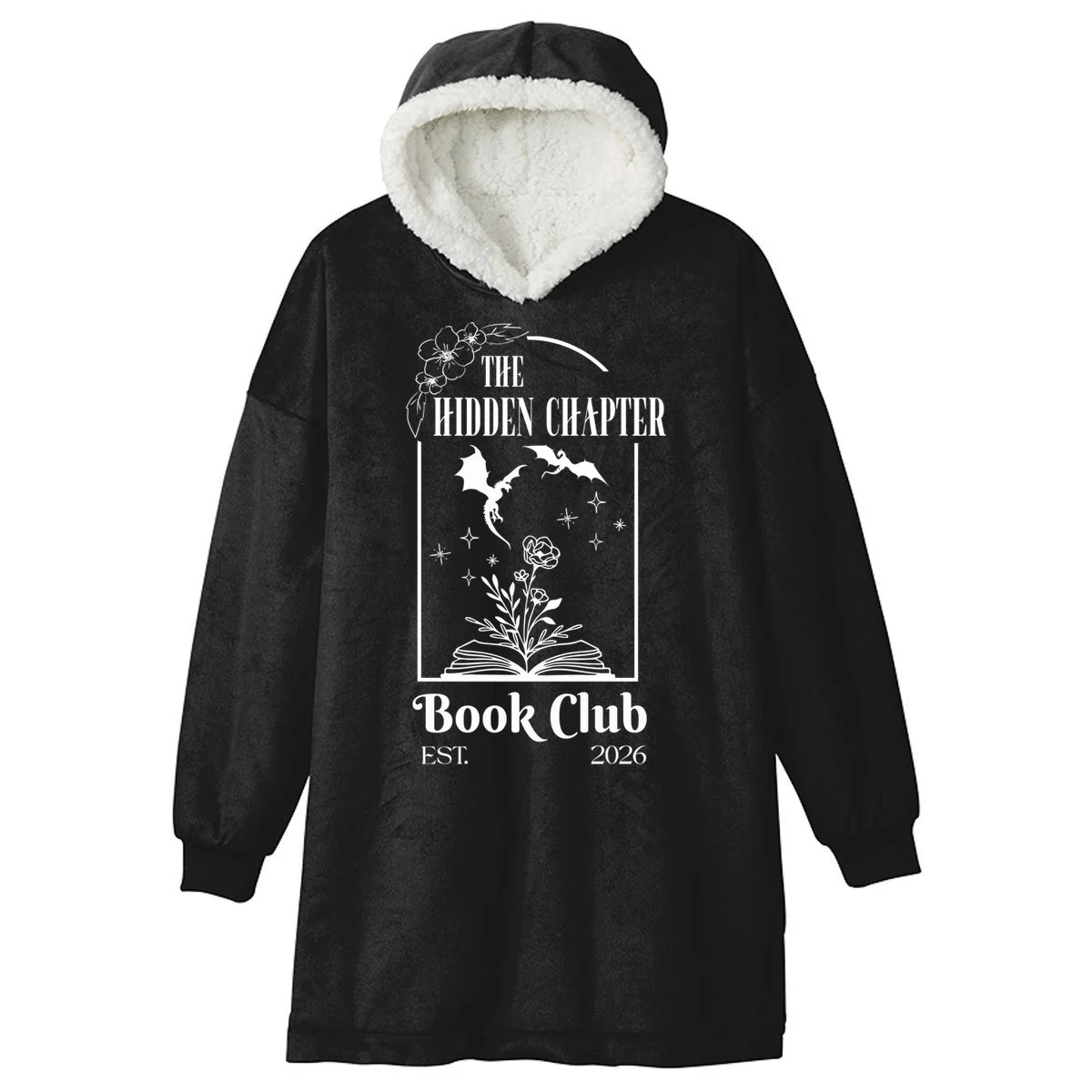 Fantasy Book Customizable Book Club Hooded Blanket - Front