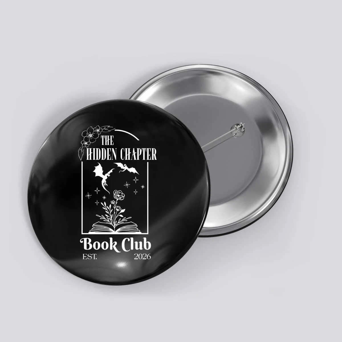 Fantasy Book Customizable Book Club Button - Front