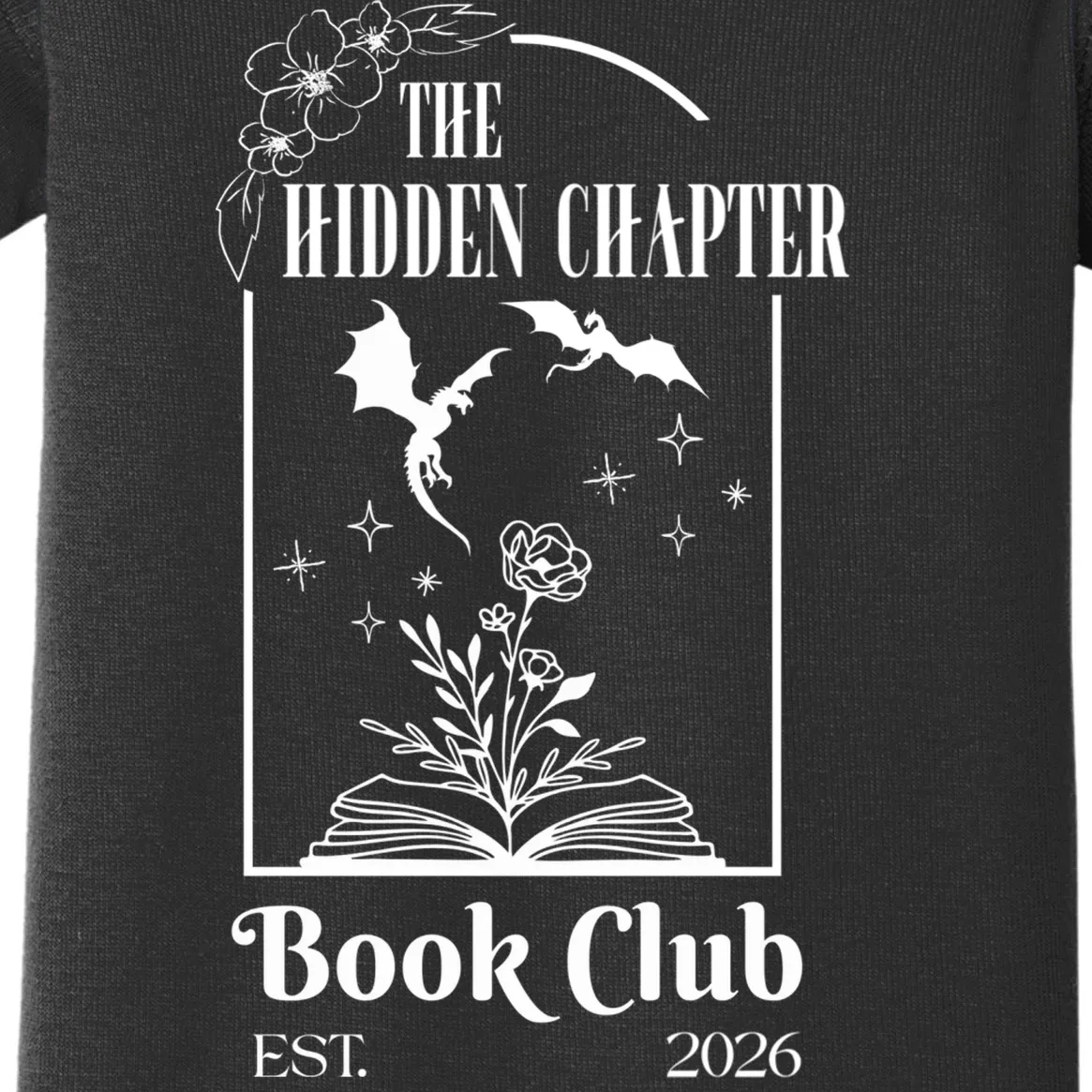 Fantasy Book Customizable Book Club Baby Bodysuit - Front - Close-up