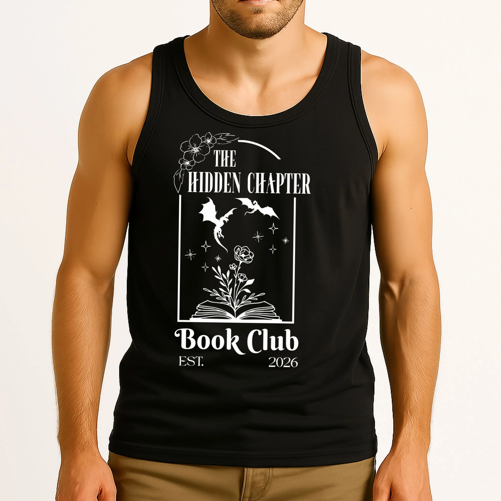 Fantasy Book Customizable Book Club Men's Tank Top - Front 2