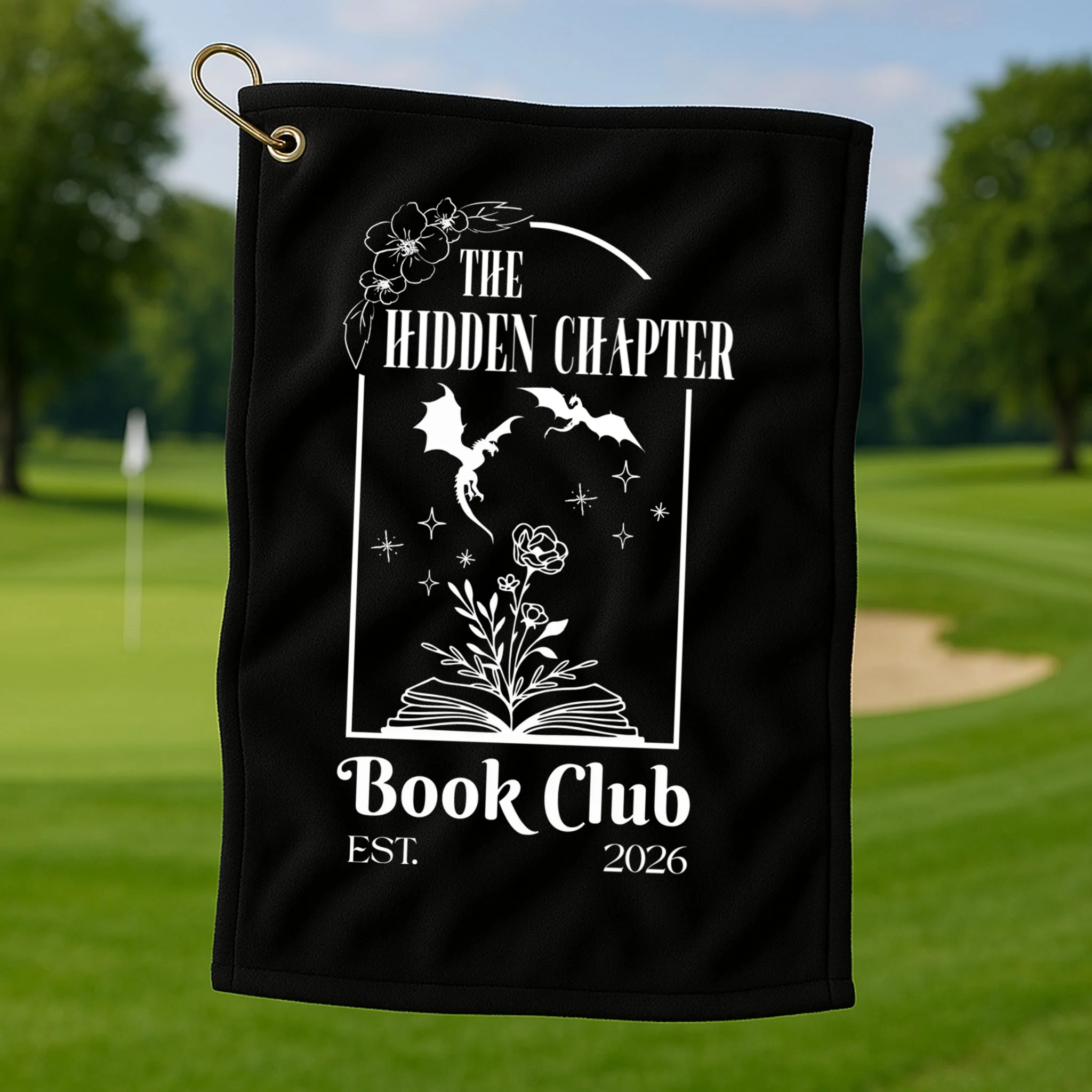 Fantasy Book Customizable Book Club Golf Towel - Front 1
