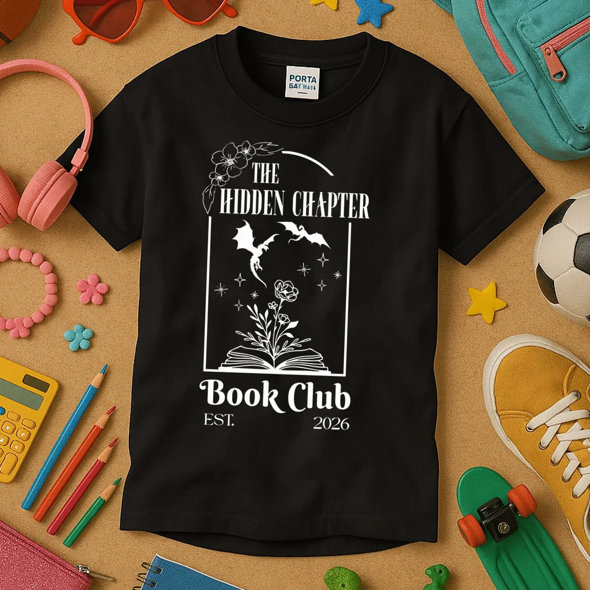 Fantasy Book Customizable Book Club Kids T-Shirt - Front 2