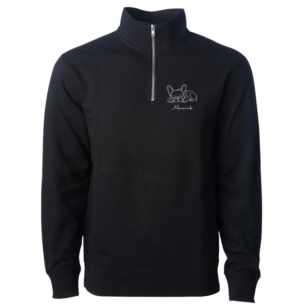 French Bulldog Frenchie Customizable Name Men's Pullover Quarter Zip - Front