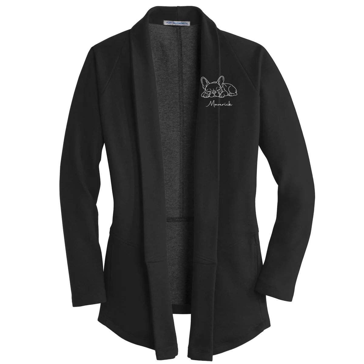 French Bulldog Frenchie Customizable Name Women's Cardigan - Front