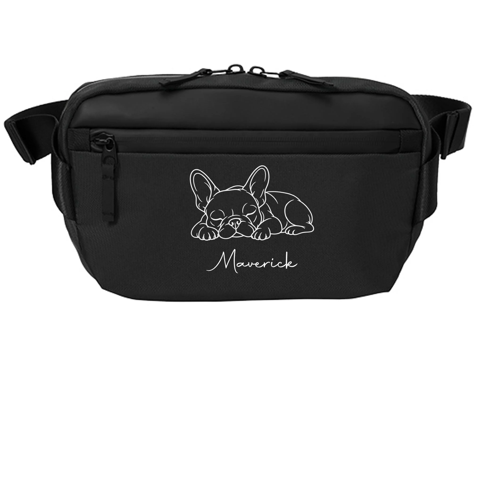 French Bulldog Frenchie Customizable Name Crossbody - Front