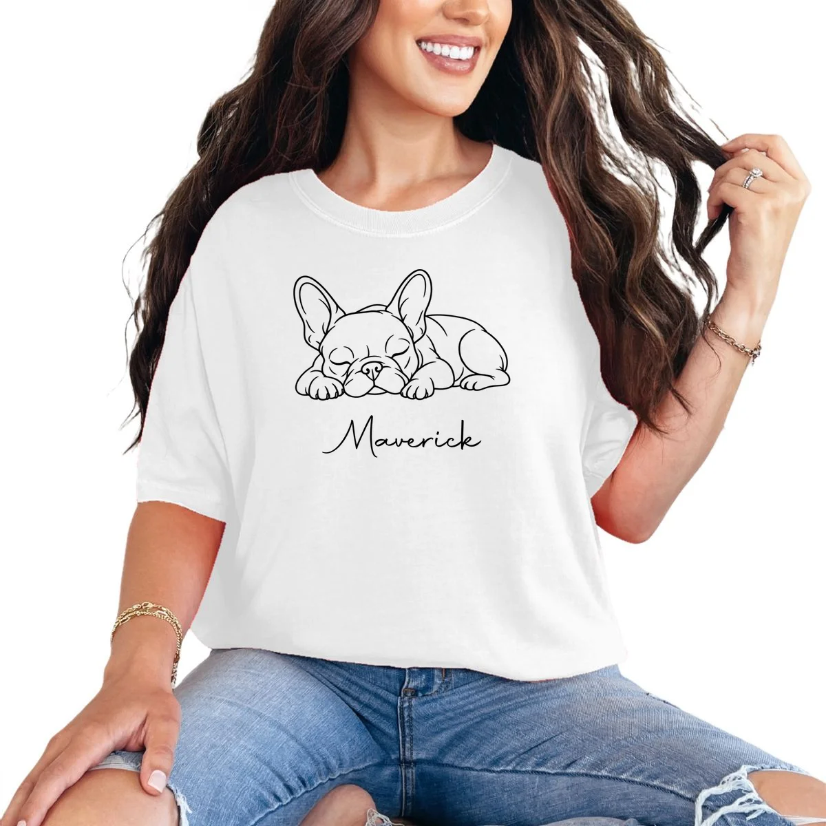 French Bulldog Frenchie Customizable Name T-Shirt - Front