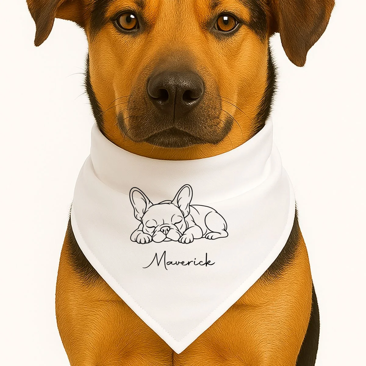 French Bulldog Frenchie Customizable Name Dog Bandana - Front 1