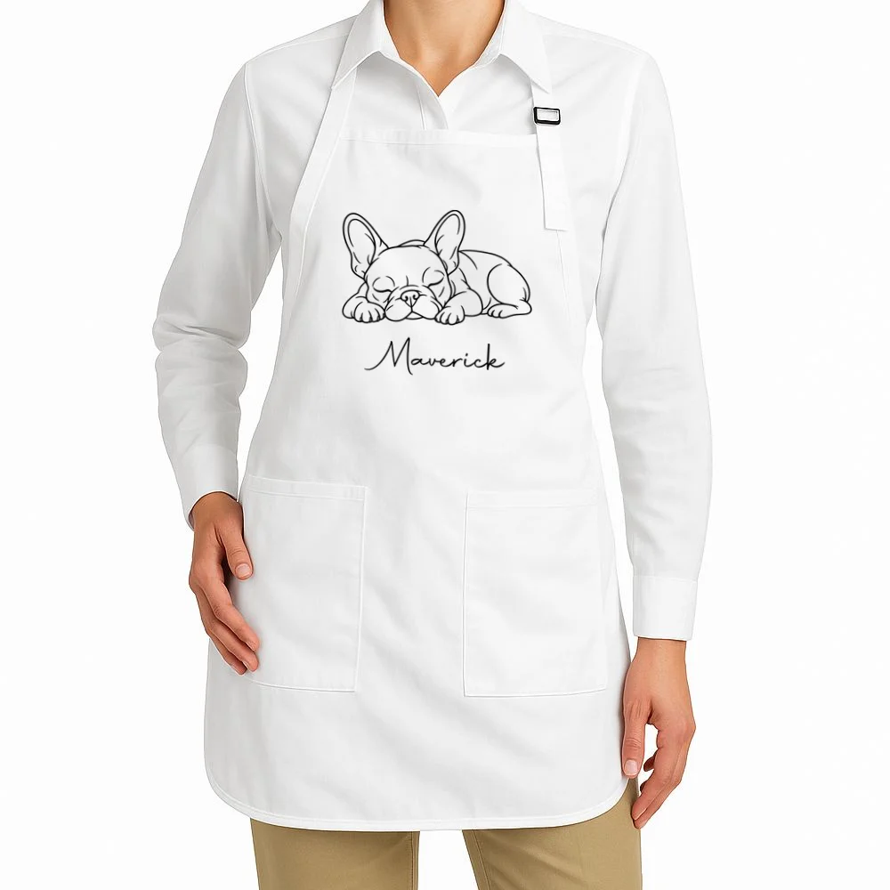 French Bulldog Frenchie Customizable Name Apron - Front 1