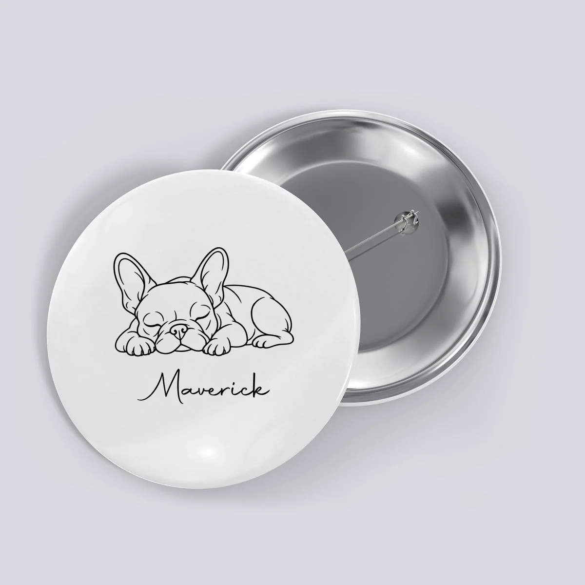 French Bulldog Frenchie Customizable Name Button - Front