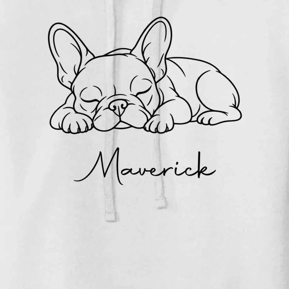 French Bulldog Frenchie Customizable Name Women's Pullover Hoodie - Front - Close-up