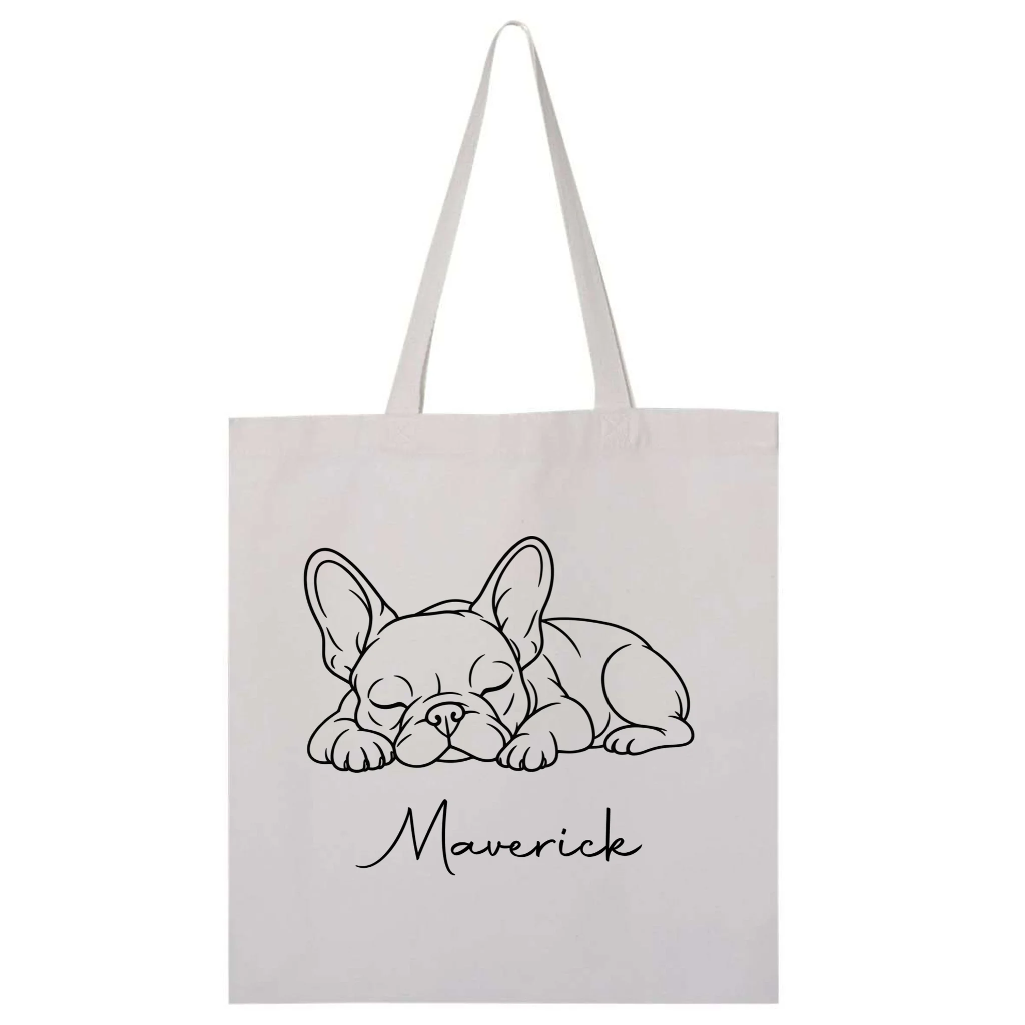 French Bulldog Frenchie Customizable Name Tote Bag - Front