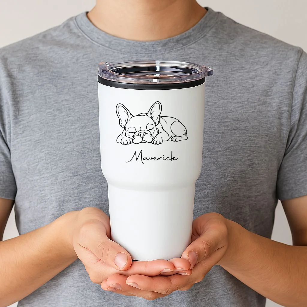 French Bulldog Frenchie Customizable Name 20oz Tumbler - Front 1