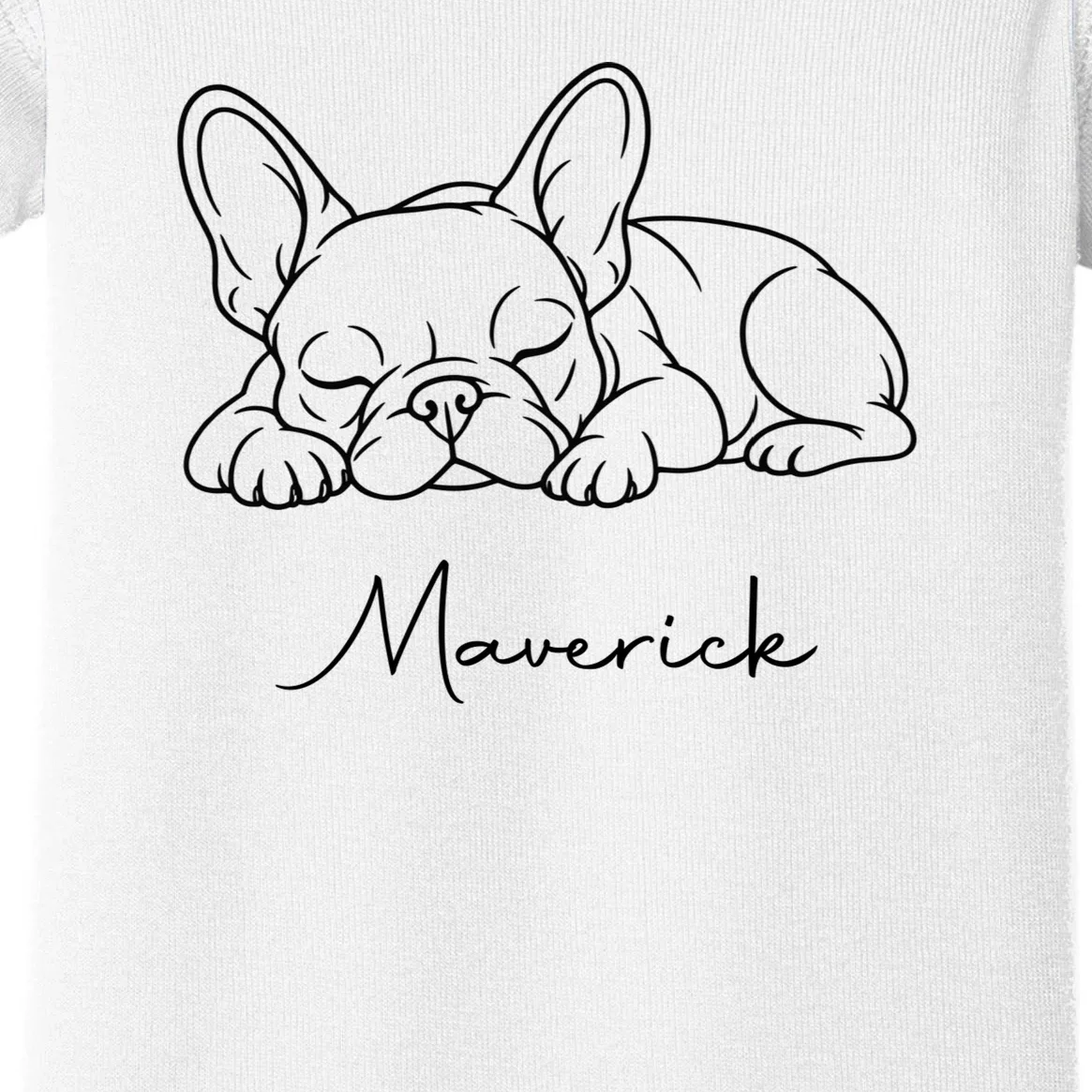 French Bulldog Frenchie Customizable Name Baby Bodysuit - Front - Close-up