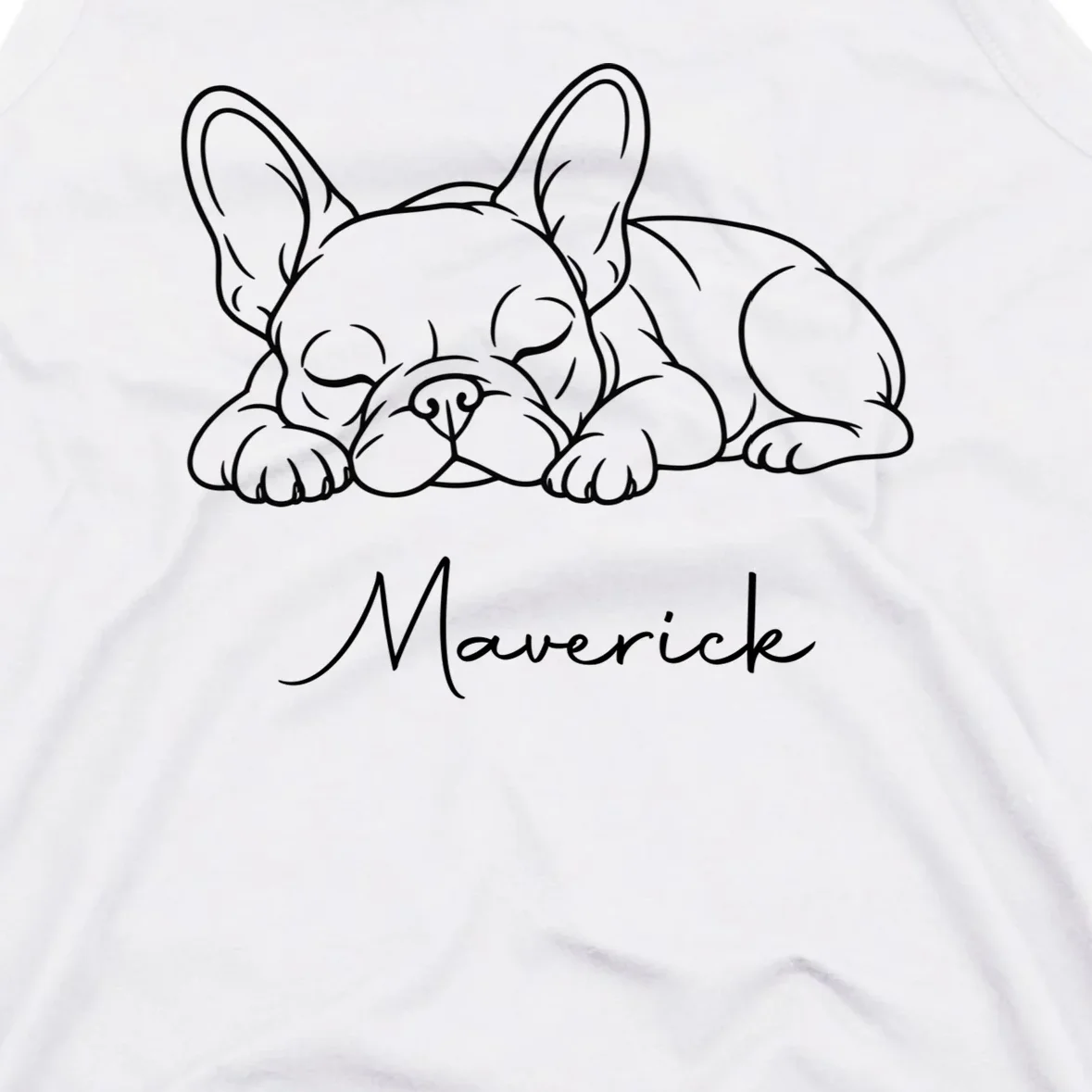 French Bulldog Frenchie Customizable Name Men's Tank Top - Front - Close-up