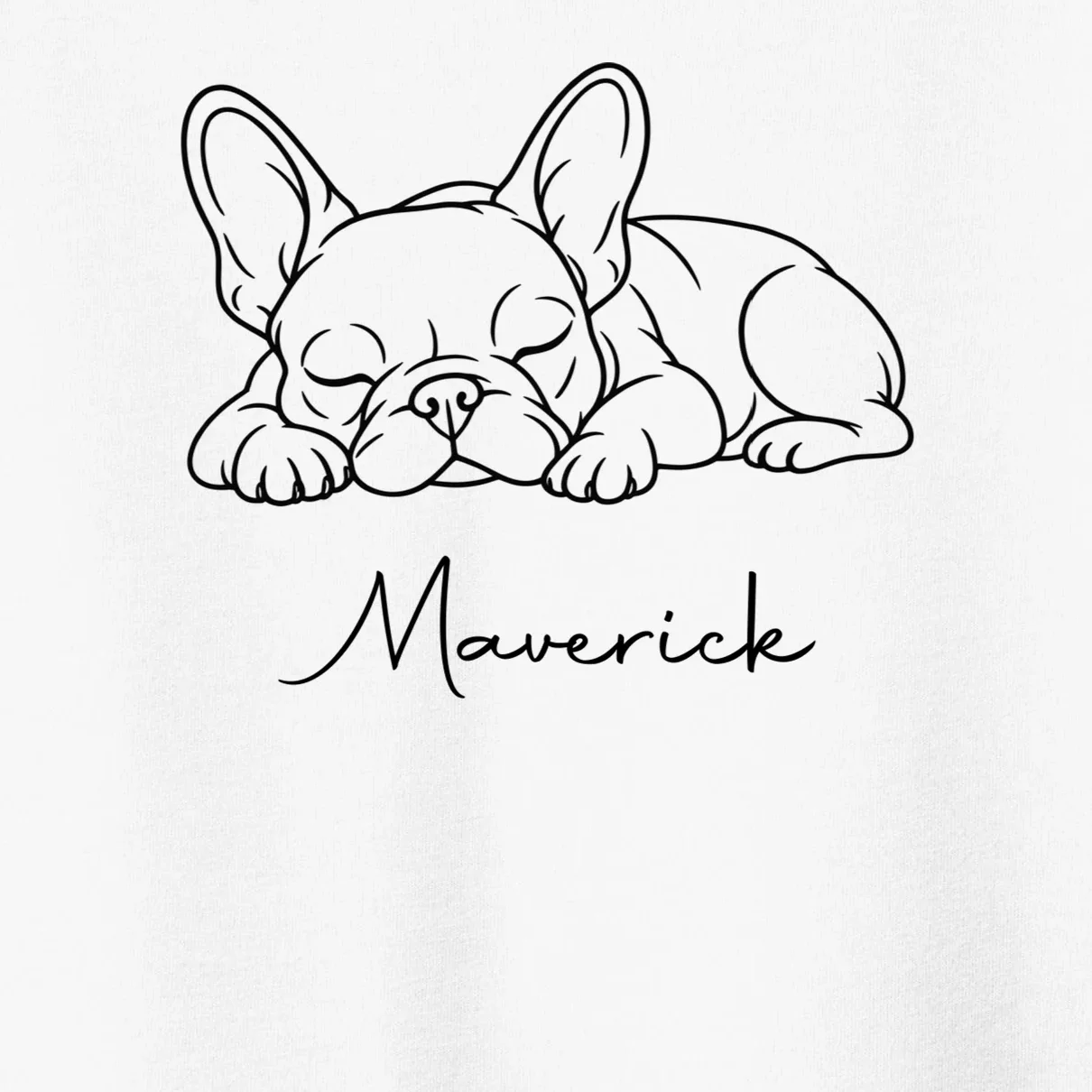 French Bulldog Frenchie Customizable Name Toddler T-Shirt - Front - Close-up