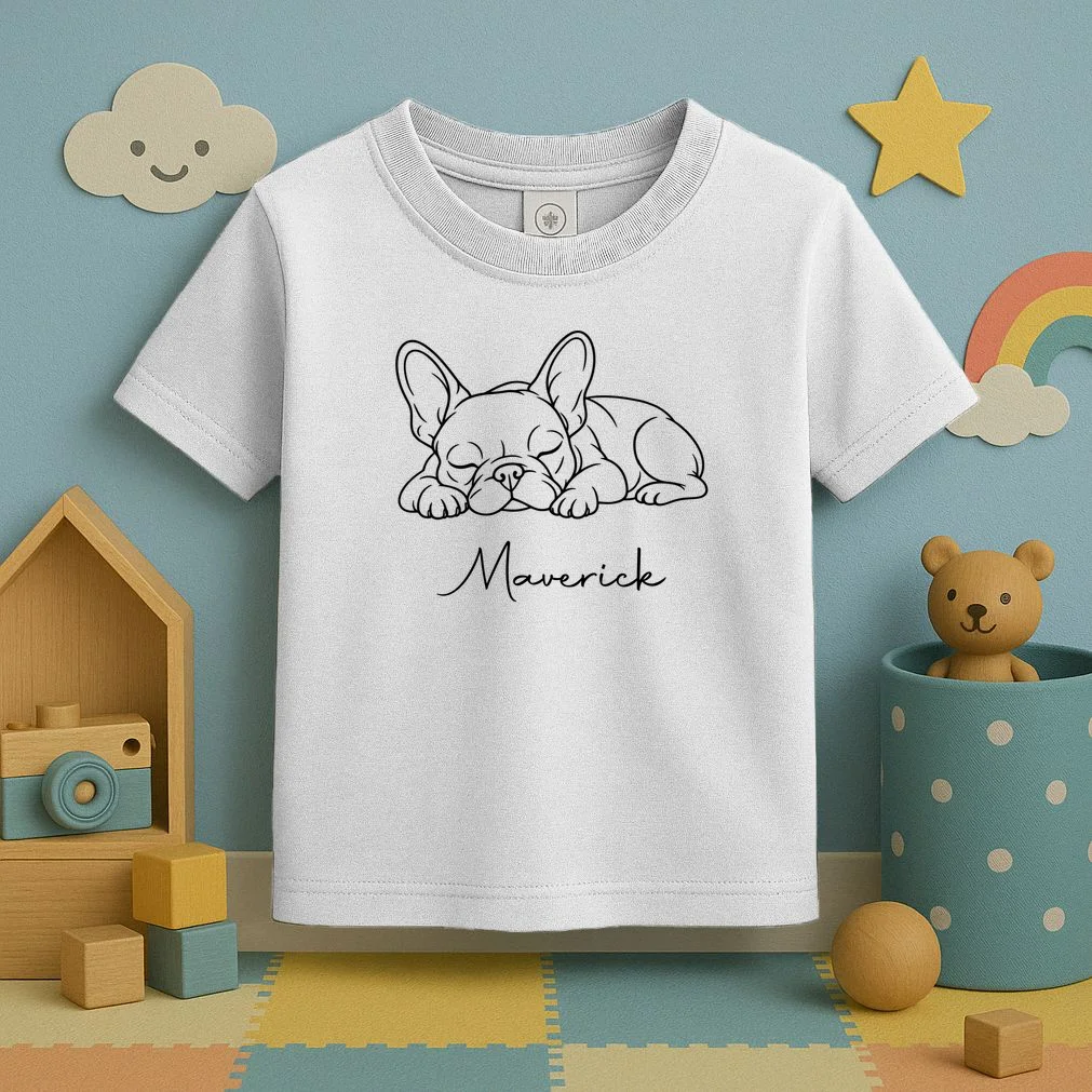 French Bulldog Frenchie Customizable Name Toddler T-Shirt - Front 2