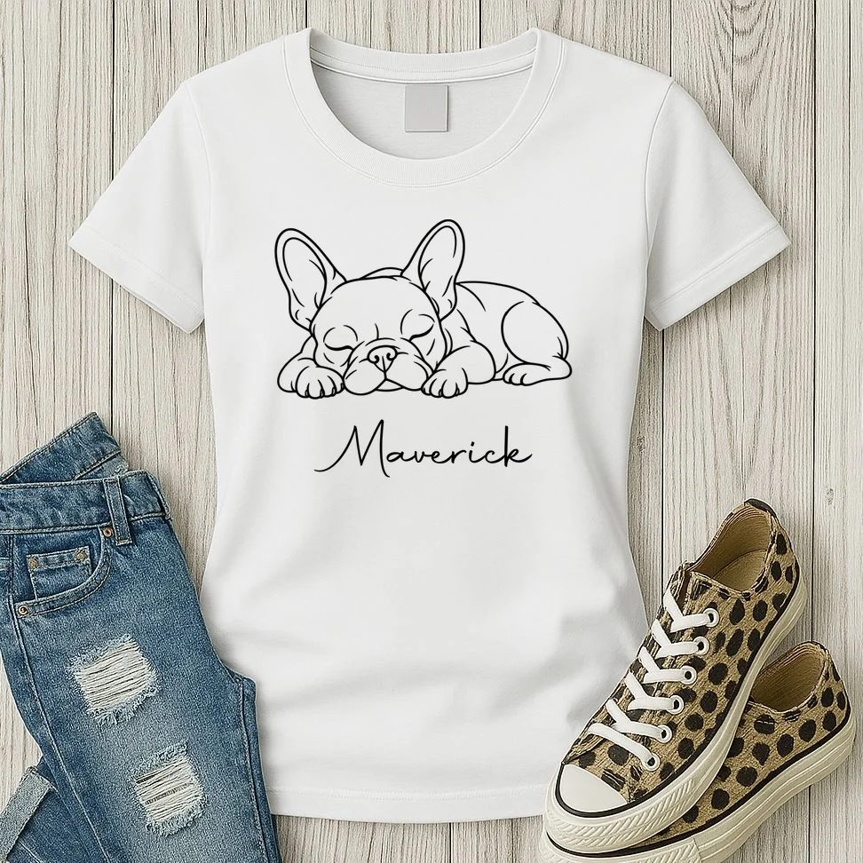 French Bulldog Frenchie Customizable Name Women's T-Shirt - Front 2