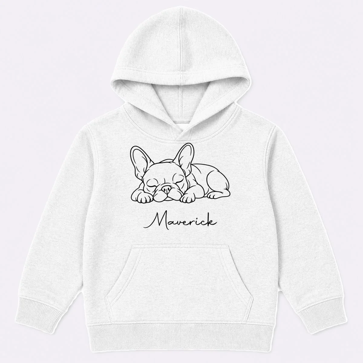 French Bulldog Frenchie Customizable Name Kids Hoodie - Front